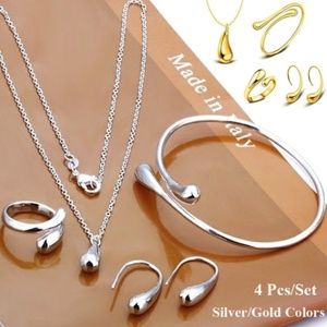🔥Summer Boho Earrings Necklace Silver Set 4 Pcs